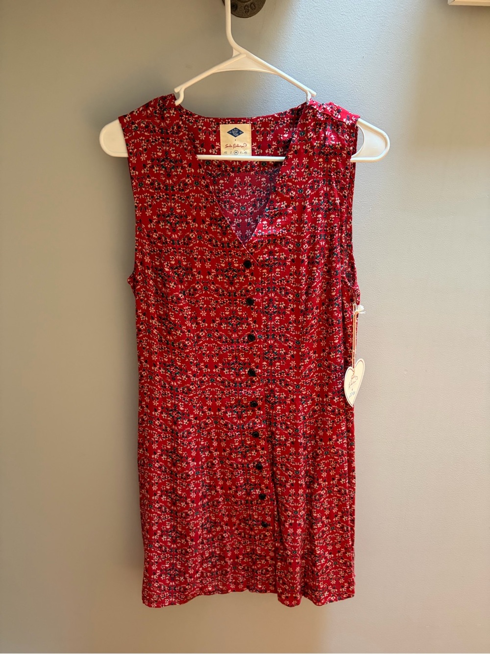 Wild Blue Sleeveless Red Floral Button-Front Mini Dress Sadie Robertson